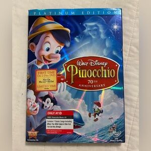 Walt Disney Pinocchio 70th Anniversary Platinum Edition DVD with Slip Cover